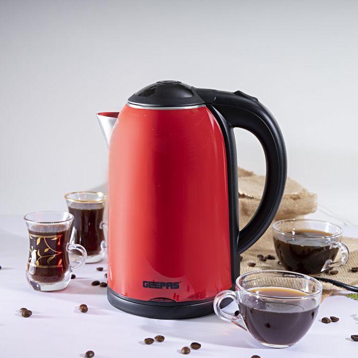 Geepas 1.7L Double Layer Electric Kettle GK38013 | Cool Touch Exterior |Fast Boiling | Stainless Steel Interior |Auto Shut-Off|  Energy Efficient|  2 Years Warranty