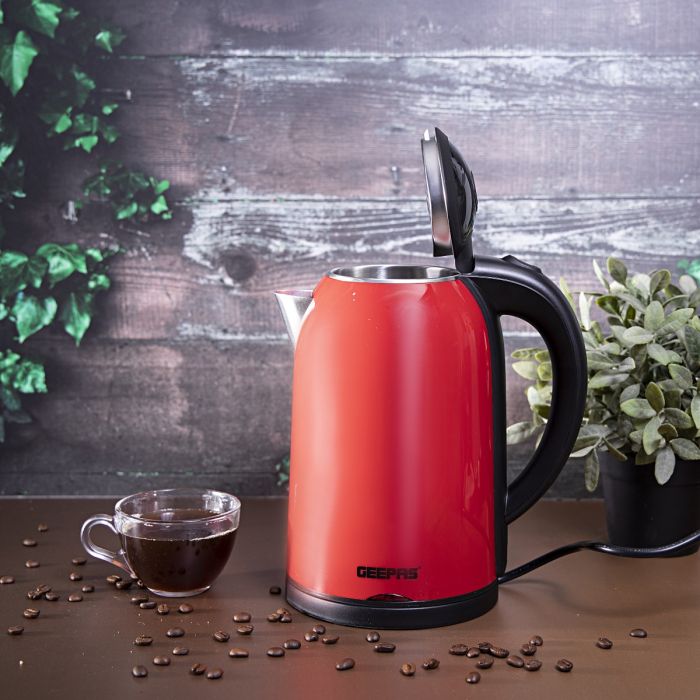 Geepas 1.7L Double Layer Electric Kettle GK38013 | Cool Touch Exterior |Fast Boiling | Stainless Steel Interior |Auto Shut-Off|  Energy Efficient|  2 Years Warranty