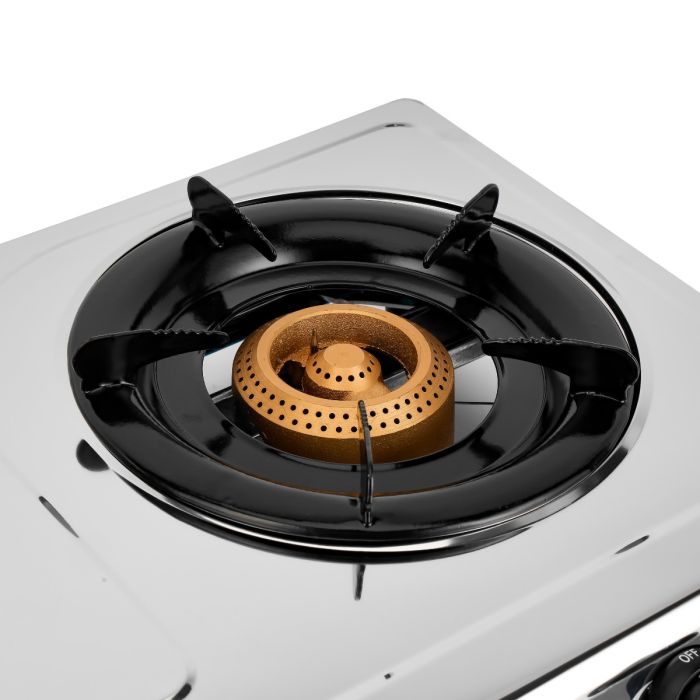 Geepas GK6898 Two Burner Gas Cooker | Stainless Steel Body| 2 High Efficiency Burners| Auto Ignition System| Flame Failure Device| Easy Cleaning Design |2 Years Warranty
