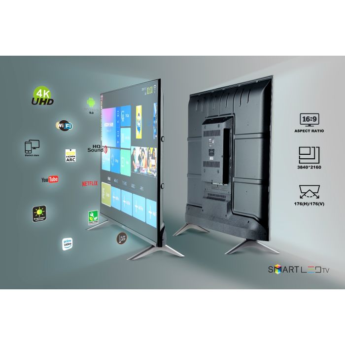 Geepas 50" Android Smart LED TV – Slim Led, 3.5mm, 2 HDMI & 2 Hi-High USB Ports | Wi-Fi, Android 8.0 with E-Share & Mirror Cast | Comes Application Like YouTube, Netflix, Amazon Prime | 1 Year Warranty