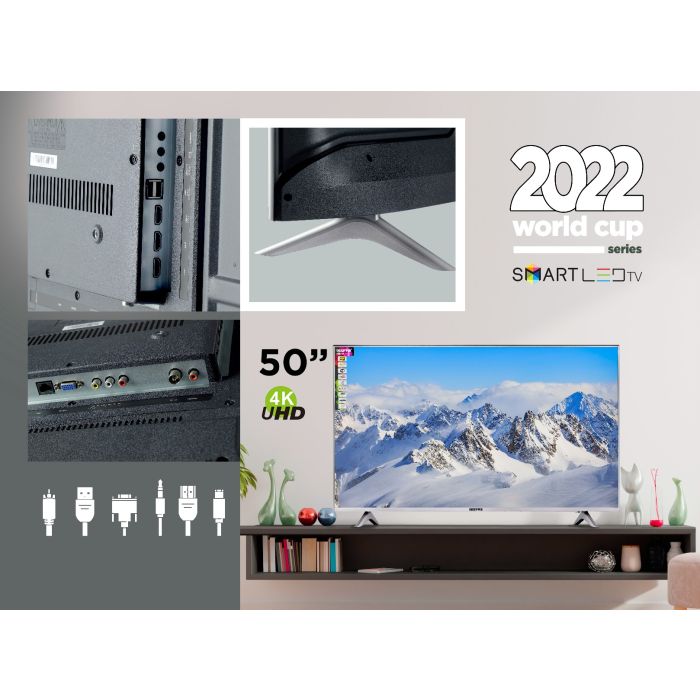 Geepas 50" Android Smart LED TV – Slim Led, 3.5mm, 2 HDMI & 2 Hi-High USB Ports | Wi-Fi, Android 8.0 with E-Share & Mirror Cast | Comes Application Like YouTube, Netflix, Amazon Prime | 1 Year Warranty