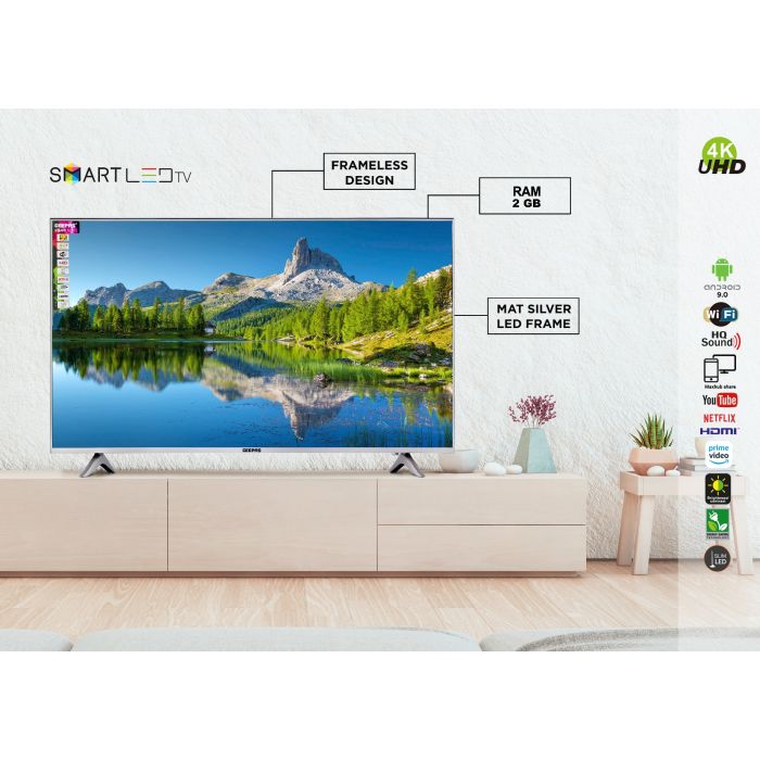 Geepas 55" Ultra HD Smart LED TV - GLED5508SFHD /with Remote Controller, 4K Resolution, Frameless Design, HQ Sound. 1-year warranty