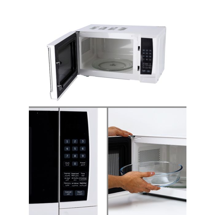 Geepas Digital Microwave Oven GMO1895 | 20L Capacity | 1200W Power | Digital Control Panel | One-Touch Cooking Functions| Defrost & Reheat Options|  1 Year Warranty