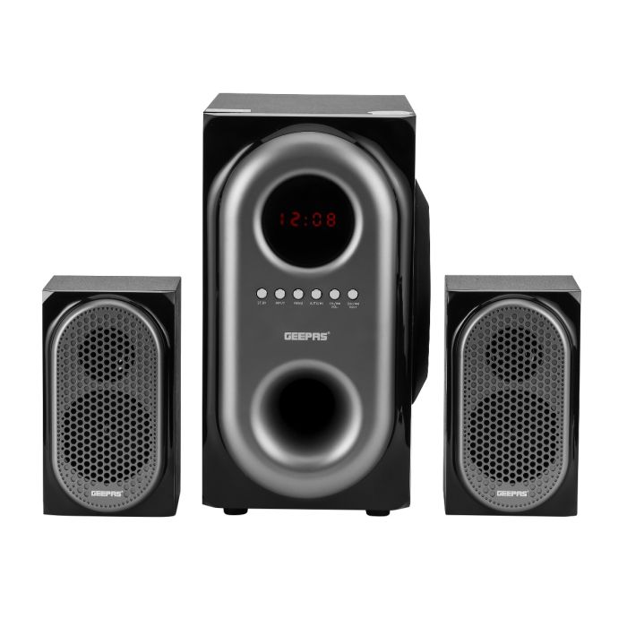 Geepas 2.1 CH Multimedia Speaker System with Remote Control- GMS7493N| USB, SD, Bluetooth and Karaoke Function| 40000 W PMP0 Speaker Unit| With LED Display