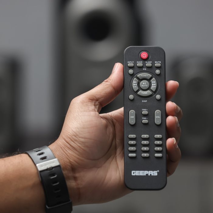 Geepas 2.1 CH Multimedia Speaker System with Remote Control- GMS7493N| USB, SD, Bluetooth and Karaoke Function| 40000 W PMP0 Speaker Unit| With LED Display