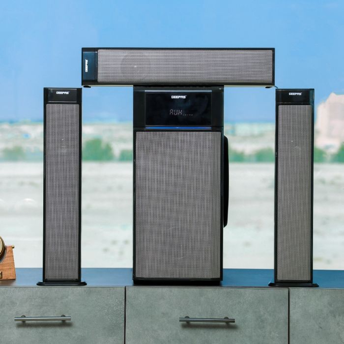 Geepas 3.1 CH Multimedia Speaker System with Remote Control- GMS8522N| MP3, FM Radio, Bluetooth| USB Input, SD Card Reader, AUX| LED Display with Colorful RGB LED Light