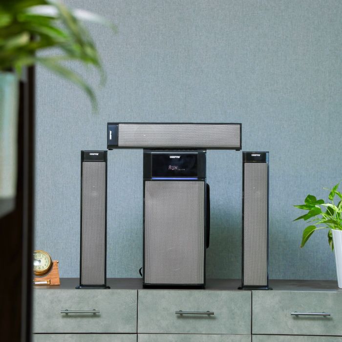 Geepas 3.1 CH Multimedia Speaker System with Remote Control- GMS8522N| MP3, FM Radio, Bluetooth| USB Input, SD Card Reader, AUX| LED Display with Colorful RGB LED Light