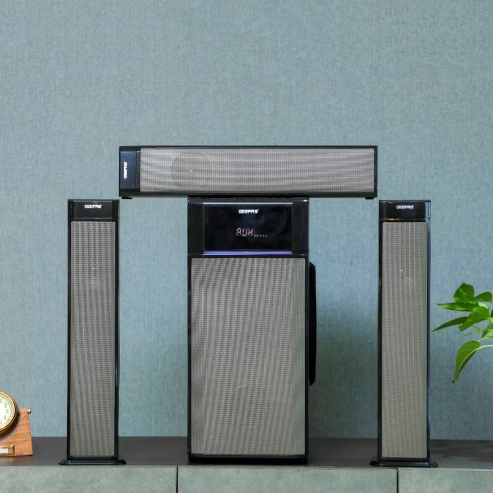 Geepas 3.1 CH Multimedia Speaker System with Remote Control- GMS8522N| MP3, FM Radio, Bluetooth| USB Input, SD Card Reader, AUX| LED Display with Colorful RGB LED Light