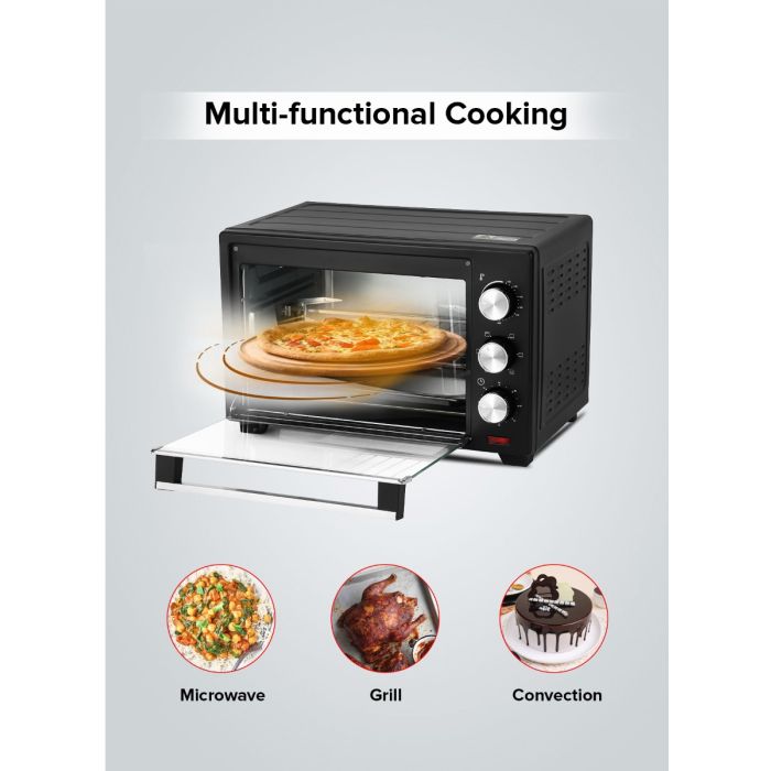 Geepas Electric Oven GO34040 | 25L Capacity| 1600W Power| Rotisserie Function| Adjustable Temperature Control| 60-Min Timer| Stainless Steel Heating | 2 Years Warranty