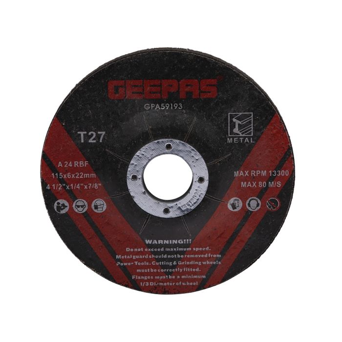 Geepas Metal Cutting Disc 115mm - Aggressive Cutting Wheel, Thin Saw Blade for cutting, grooving and trimming all kinds of metal | 6mm Thick Disk | Ideal for Carpenter, Plumber, Flooring Workers