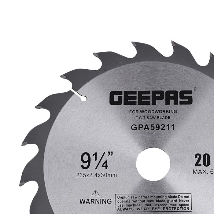 Geepas Professional Circular Saw Blade - 235mm x 30mm Bore,  | 20 ATB Calibered Teeth | Ideal For Carpenter, Professional, Plumber, DIYers & More