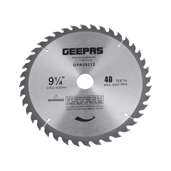 Geepas Professional Circular Saw Blade - 235mm x 30mm Bore,  | 48 ATB Calibered Teeth | Ideal For Carpenter, Professional, Plumber, DIYers & More