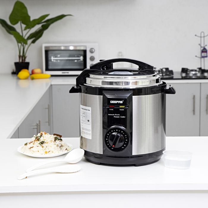 Geepas Electric Pressure Cooker GPC307 | 6L Capacity |  1000–1190W Power | Stainless Steel Durable Body| Non-Stick Inner Pot| Multi Cooking Functions|  Keep Warm Function