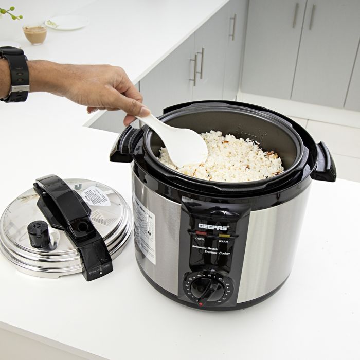 Geepas Electric Pressure Cooker GPC307 | 6L Capacity |  1000–1190W Power | Stainless Steel Durable Body| Non-Stick Inner Pot| Multi Cooking Functions|  Keep Warm Function