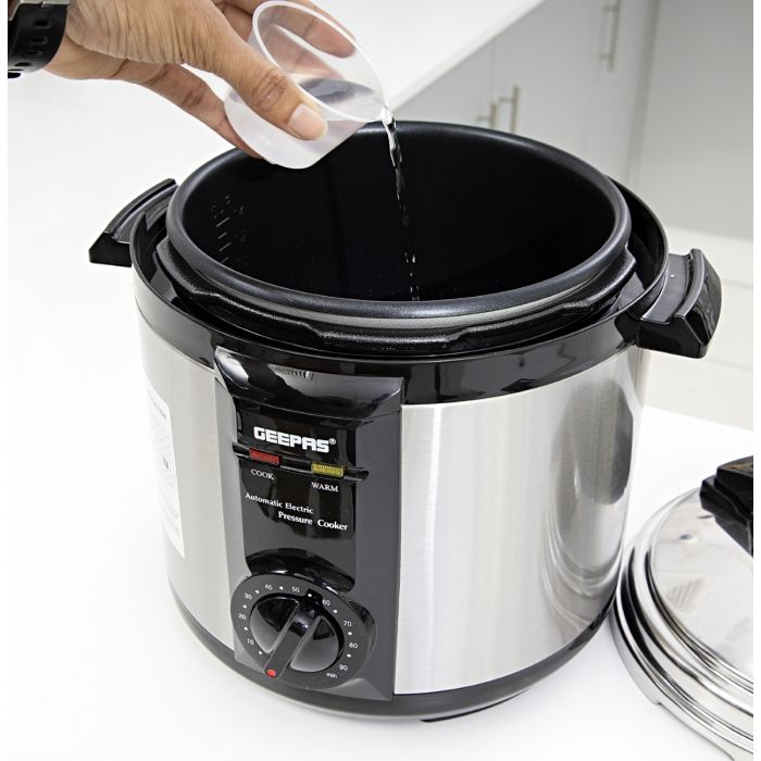 Geepas Electric Pressure Cooker GPC307 | 6L Capacity |  1000–1190W Power | Stainless Steel Durable Body| Non-Stick Inner Pot| Multi Cooking Functions|  Keep Warm Function