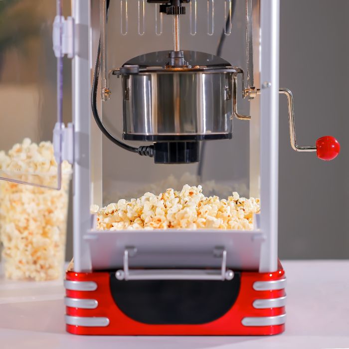 Geepas GPM839 Popcorn Maker | 310W Power | Stainless Steel Bowl | Oil-Free Preparation| Easy to Clean | On/Off Switch | Attractive Retro Design | 2 Years Warranty