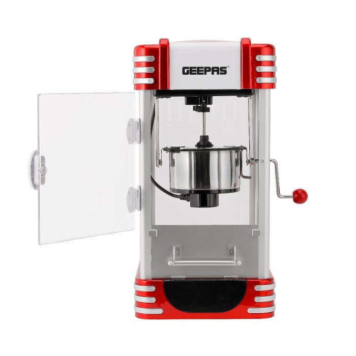 Geepas GPM839 Popcorn Maker | 310W Power | Stainless Steel Bowl | Oil-Free Preparation| Easy to Clean | On/Off Switch | Attractive Retro Design | 2 Years Warranty