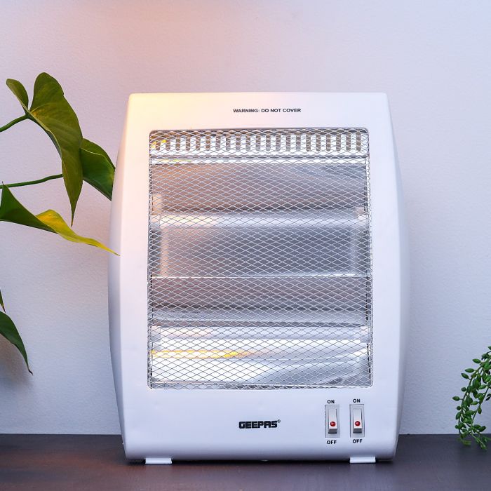 Geepas Quartz Heater GQH9106 | 400W/800W Instant Heating with Safety Tip-Over Switch | Adjustable Thermostat| Energy Efficient Portable Room Heater | 2 Years Warranty