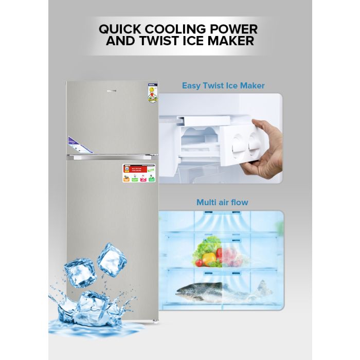 Geepas GRF6021SSXN 595L No Frost Double Door Refrigerator - Durable Low Consumption Fast Cooling & Low Noise | Preserves Freshness, Tempered Glass Shelves