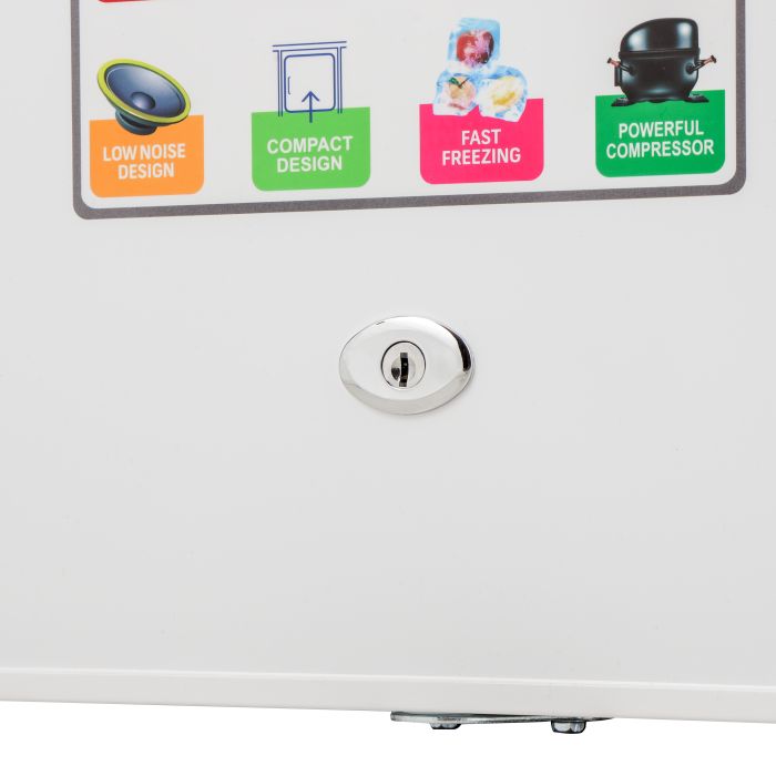 Defrost Mini Fridge, Door Lock and Key, GRF654WPEN - Low Noise Design, Compact, Powerful Compressor, Energy Saving, Fast Freezing, Adjustable Thermostat, 60L Capacity