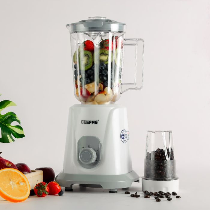 Geepas 2-in-1 Blender & Mixer Grinder- GSB44083 | 1.5L PC Jar & Coffee Grinder | 2 Speed Settings with Pulse | Safety Interlock | Stainless Steel Blades, Durable Design