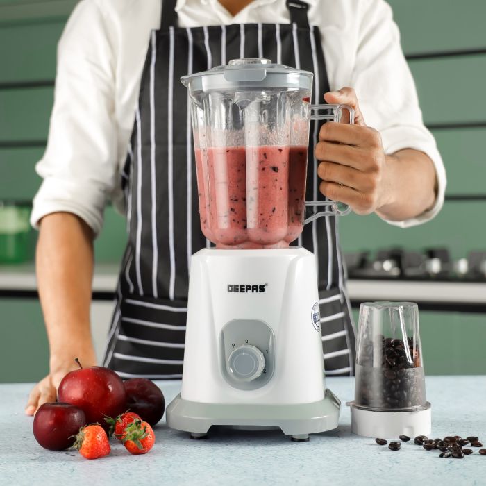 Geepas 2-in-1 Blender & Mixer Grinder- GSB44083 | 1.5L PC Jar & Coffee Grinder | 2 Speed Settings with Pulse | Safety Interlock | Stainless Steel Blades, Durable Design