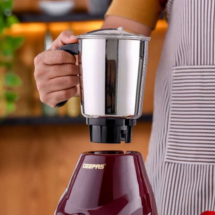 Geepas 2-IN-1 Mixer Grinder- GSB44091| 550W Powerful Motor, Stainless Steel Jars and Blade| Ergonomic Grip and Equipped with Overload Protector