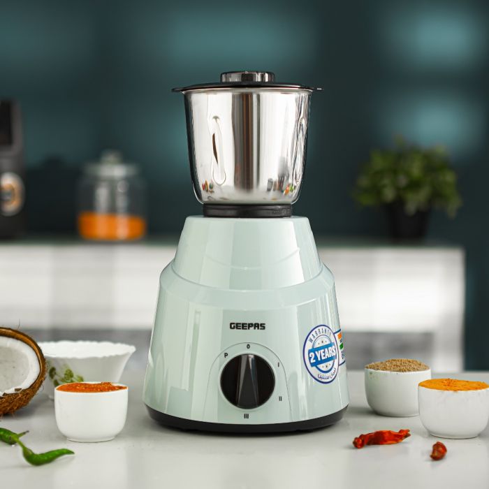 Geepas 3-in-1 Mixer Grinder GSB44100 | 800W, 1.5L| 1.0L & 0.5L Stainless Steel Jars| Tetra Flow Technology | 3 Speed Control | Overload Protector | 2 Years Warranty