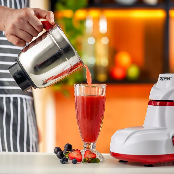 Geepas 2-IN-1 Mixer Grinder- GSB5456| 550W Powerful Motor with Stainless Steel Jars and Blades, Unbreakable Polycarbonate Jar Caps| Ergonomic Design, Overload Protector