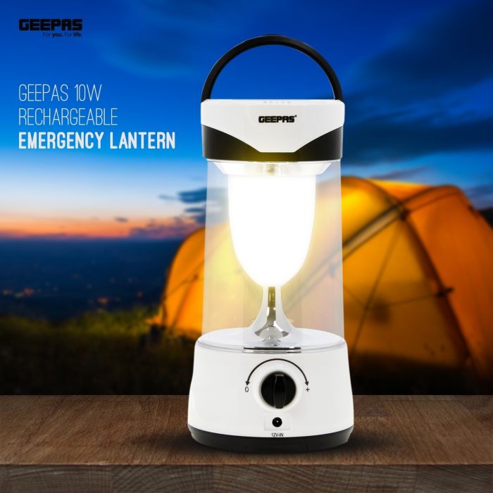 Geepas Rechargeable Solar LED Lantern| Multi-functional Camping Emergency Lantern | Environmental-Friendly Solar Lantern, 25 Hours (Low Light) Working| Perfect for Power Outages | 2 Years Warranty
