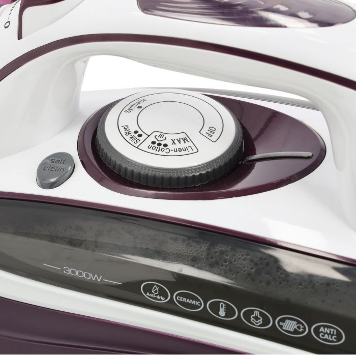 Ceramic Steam Iron, Temperature Control, GSI24025 - Ceramic Sole Plate, Wet and Dry, Self-Cleaning Function, 3000W, Powerful Steam Burst, 400ml Water Tank, 2 Years Warranty