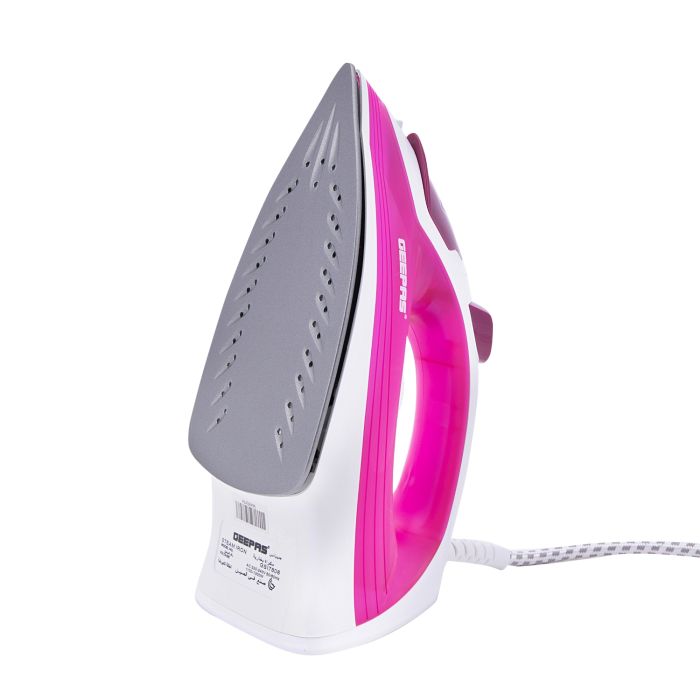 Geepas 1300W Dry Steam Iron for Perfectly Crisp Ironed Clothes | Non-Stick Coating Plate & Adjustable Thermostat Control | Indicator Light - 2 Years Warranty