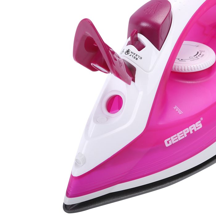 Geepas 1300W Dry Steam Iron for Perfectly Crisp Ironed Clothes | Non-Stick Coating Plate & Adjustable Thermostat Control | Indicator Light - 2 Years Warranty