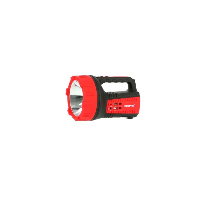 Geepas Rechargeable LED Emergency Searchlight - Handheld Portable Spotlight - Camping Torch - 16 Hours Working (Low Light) with Portable Handle - Outdoor LED Flashlight for Emergency Hiking Power Cuts