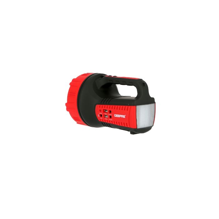 Geepas Rechargeable LED Emergency Searchlight - Handheld Portable Spotlight - Camping Torch - 16 Hours Working (Low Light) with Portable Handle - Outdoor LED Flashlight for Emergency Hiking Power Cuts