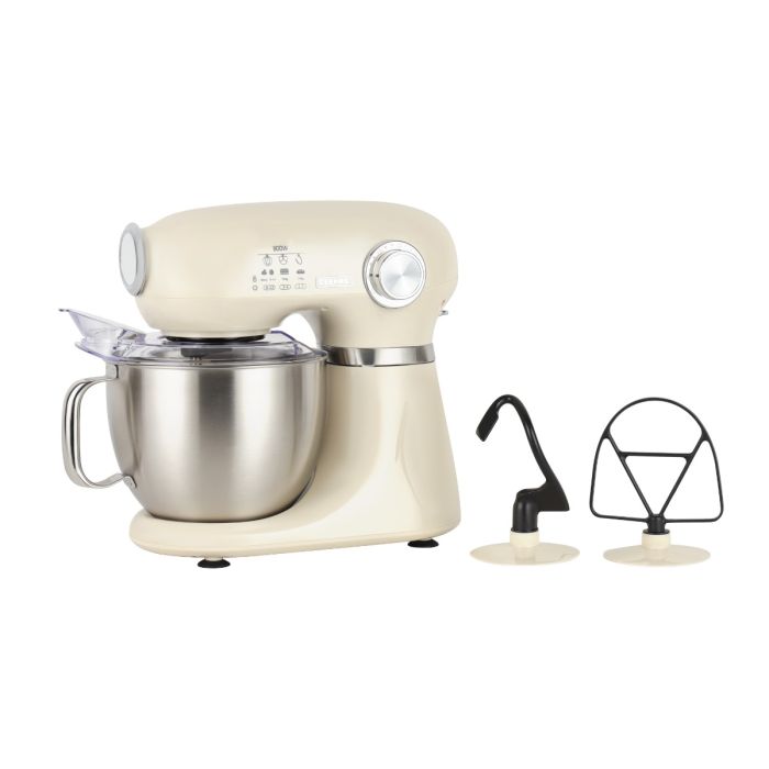 Geepas GSM43013 3-In-1 Stand Mixer | 600W, 7 Level Mixing Speed | 5 Litre Stainless Steel Bowl with Splash Guard |Convenient Design with Whisk, Dough Hook & Beater