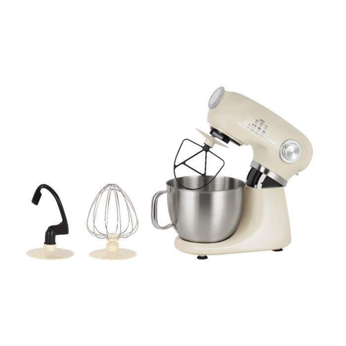 Geepas GSM43013 3-In-1 Stand Mixer | 600W, 7 Level Mixing Speed | 5 Litre Stainless Steel Bowl with Splash Guard |Convenient Design with Whisk, Dough Hook & Beater