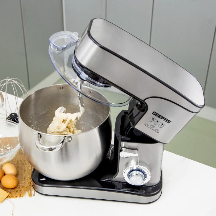 Geepas Kitchen Machine GSM43042 | 2000W Powerful Stand Mixer| 12L Stainless Steel Bowl| 6 Speed Control with Pulse| Safety Lock| LED Indicator| 2 Years Warranty
