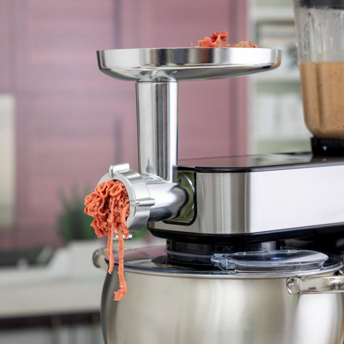 Geepas Multi-Function Kitchen Machine GSM43044 | 2000W Stand Mixer | 10L Bowl | 1.5L Glass Blender Jar | Meat Grinder | 6 Speed Control | Safety Lock| 2 Years Warranty