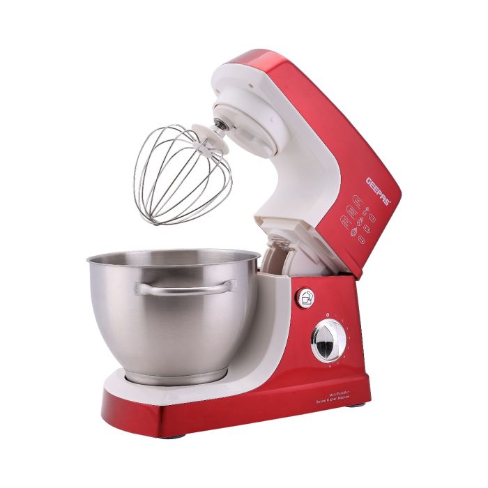 Geepas GSM5442 Stand Mixer | 600W Motor, 4.2L Stainless Steel Bowl| 8-Speed Control| Planetary Action| Overheat Protection| Whisk, Dough Hook, Beater| 2 Years Warranty