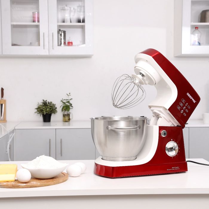 Geepas GSM5442 Stand Mixer | 600W Motor, 4.2L Stainless Steel Bowl| 8-Speed Control| Planetary Action| Overheat Protection| Whisk, Dough Hook, Beater| 2 Years Warranty