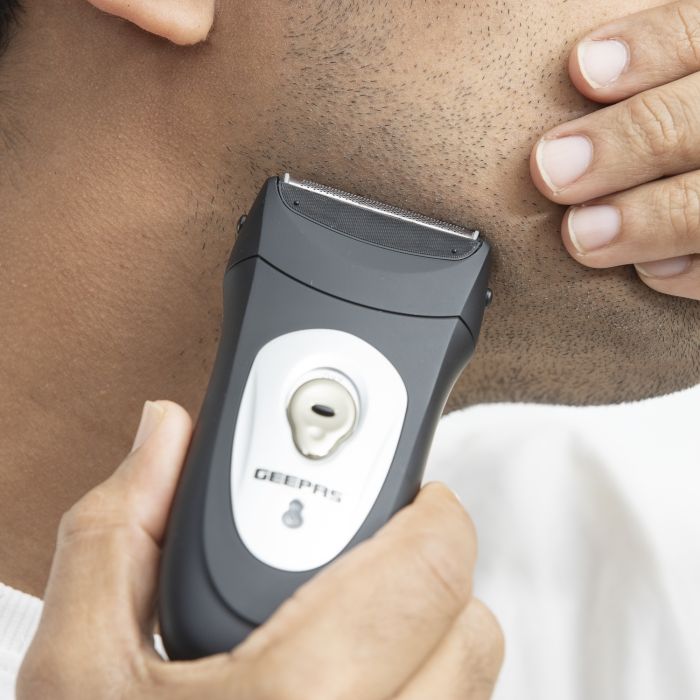 Geepas Men’s Electric Foil Shaver - Mini Travel Rechargeable Precision Foil Shaver with Sideburn Trimmer for Beard & Stubble  - Cordless Electric Beard Razor - Reciprocating Trimmer - 2 Year Warranty