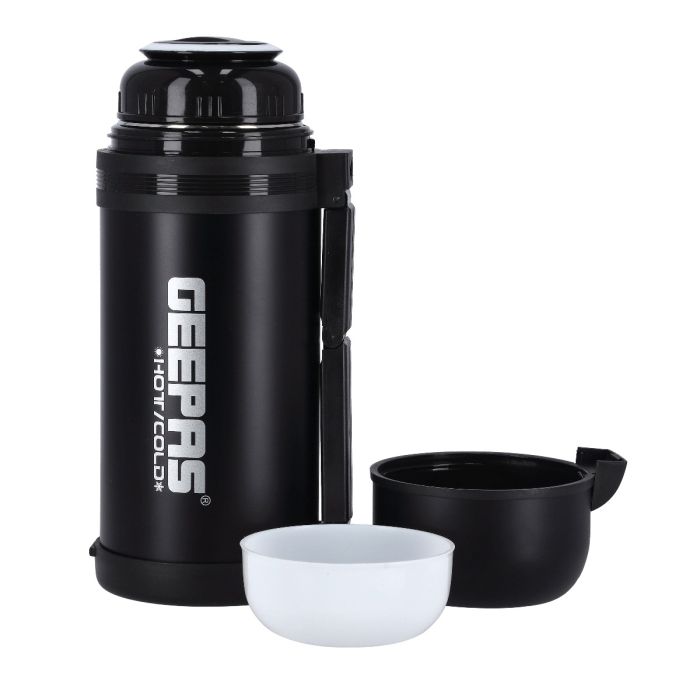 Geepas GSVB4110 Stainless Steel Vacuum Bottle | 1.2L | Double-Walled 18/8 Stainless Steel with Copper Coating | Hot 18H/Cold 24H Retention | BPA-Free | 2 Years Warranty