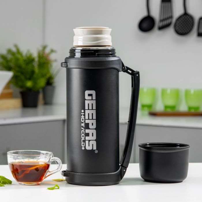 Geepas GSVB4112 Stainless Steel Vacuum Flask | 1.8L Capacity | Double-Walled Insulation for 24-Hour Hot & Cold Retention | Leak-Proof & BPA-Free Design| 2 Years Warranty