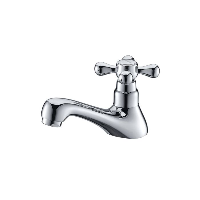 Pillar Basin Taps with Stylish Chrome Mirror Finish, Solid Metal Lever Handle for Hot and Cold Water, Easy to Install Bathroom Taps Set