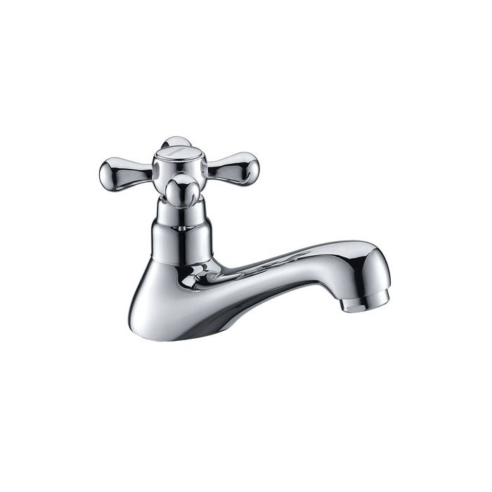 Pillar Basin Taps with Stylish Chrome Mirror Finish, Solid Metal Lever Handle for Hot and Cold Water, Easy to Install Bathroom Taps Set