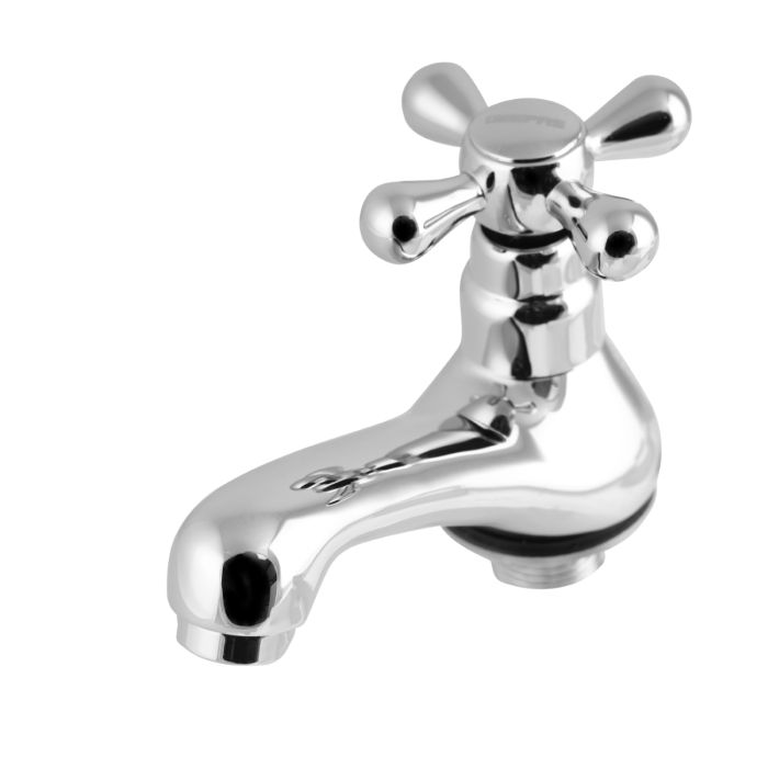 Pillar Basin Taps with Stylish Chrome Mirror Finish, Solid Metal Lever Handle for Hot and Cold Water, Easy to Install Bathroom Taps Set
