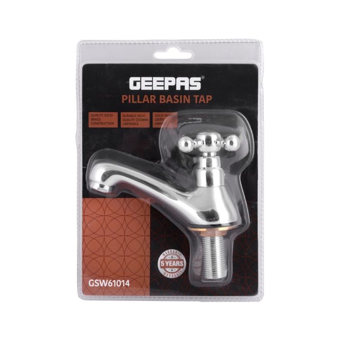 Pillar Basin Taps with Stylish Chrome Mirror Finish, Solid Metal Lever Handle for Hot and Cold Water, Easy to Install Bathroom Taps Set