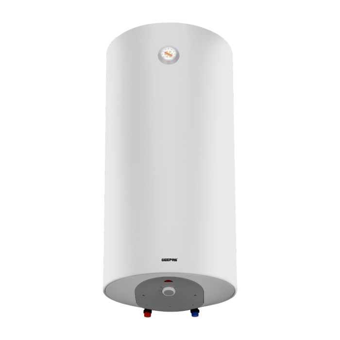 Geepas 80-liter Electric Water Heater- GSW61168/ Vertical Design, Instant Hot Water, for Bathroom, Shower, Faucet, Kitchen, Etc/ 15-75 Degree Celsius Temperature Range, Metal Body and Italian Powder Coated Inner Tank/ G Mark and ESMA Certified/ White