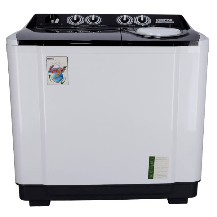 Geepas 15 KG Twin Tub Semi-Automatic Washing Machine- GSWM18012| Fully Knob Control and Semi-Automatic Top Load Washing Machine| Two Water Nets in One Waterfall